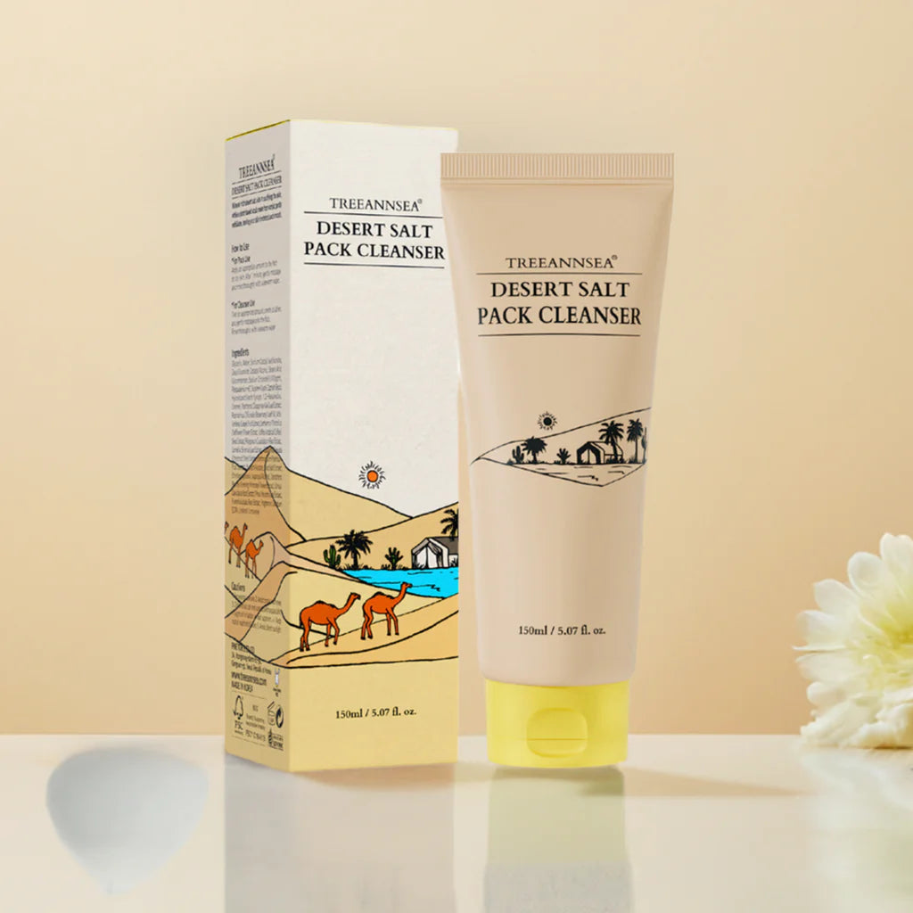 TREEANNSEA Desert Salt Pack Cleanser – 150ml | Vegan Exfoliating Face Mask & Daily Wash