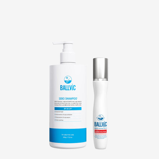 BallVic SEBO Care Duo – Shampoo 17.6 oz + Solution 30g | Korean Scalp Care Set for Sensitive & Oily Scalp